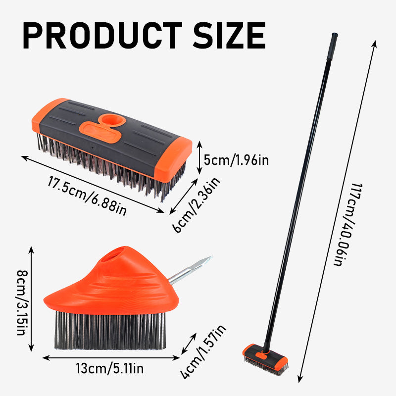 🌿 50 % RABATT NÅ! 🧹 3-i-1-verktøysett for ugressbørster – slitesterke stålbørster, ergonomisk håndtak og perfekt for terrasser, innkjørsler og hagestier 🏡