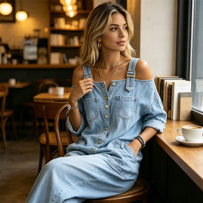 ⏳🔥TIDSBEGRENSET 50 % RABATT! 👗 Løs passform, vide ben og lommer – Uanstrengt komfort og stil ✨