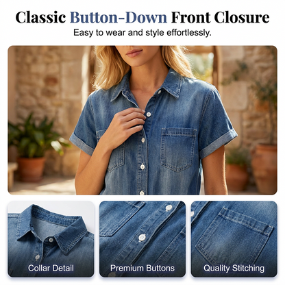 💥✨Tidsbegrenset spesialtilbud med 50% rabatt – Korte, uformelle denim-overalls for damer