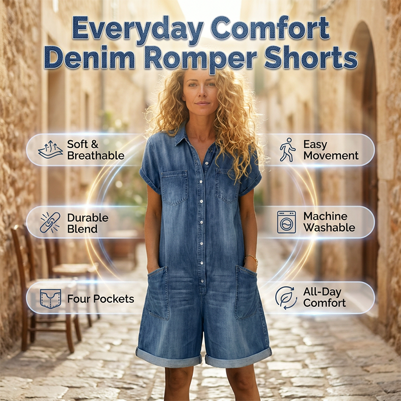 💥✨Tidsbegrenset spesialtilbud med 50% rabatt – Korte, uformelle denim-overalls for damer