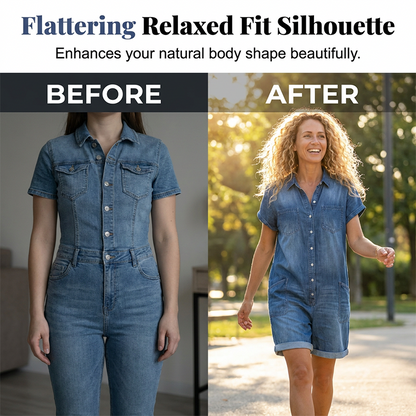 💥✨Tidsbegrenset spesialtilbud med 50% rabatt – Korte, uformelle denim-overalls for damer