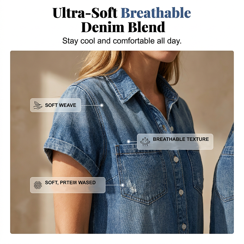 💥✨Tidsbegrenset spesialtilbud med 50% rabatt – Korte, uformelle denim-overalls for damer