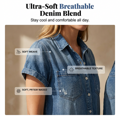 💥✨Tidsbegrenset spesialtilbud med 50% rabatt – Korte, uformelle denim-overalls for damer