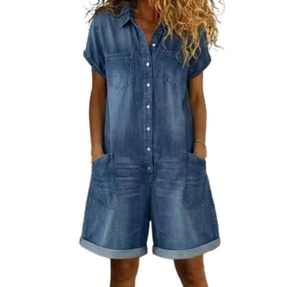 💥✨Tidsbegrenset spesialtilbud med 50% rabatt – Korte, uformelle denim-overalls for damer