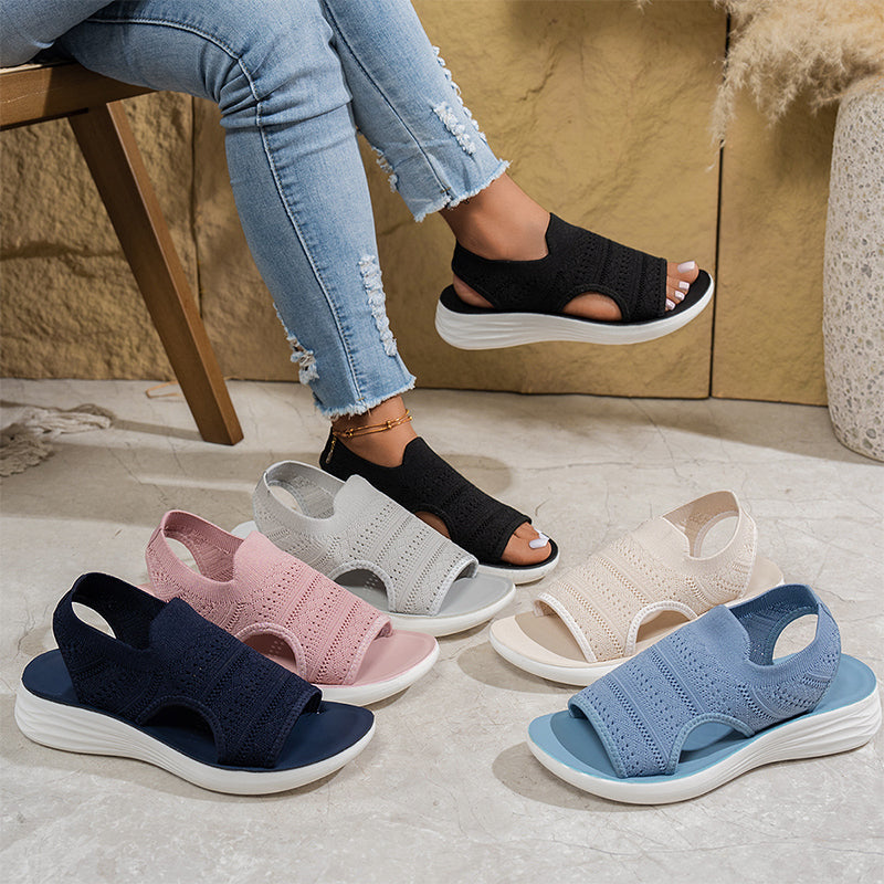 👡🌬️ Dame Pustende Plattformsandaler i Strikk – Lett Hæl – Betaling ved Levering ✨✅