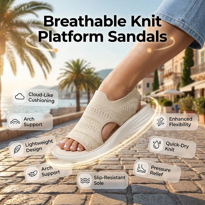 👡🌬️ Dame Pustende Plattformsandaler i Strikk – Lett Hæl – Betaling ved Levering ✨✅
