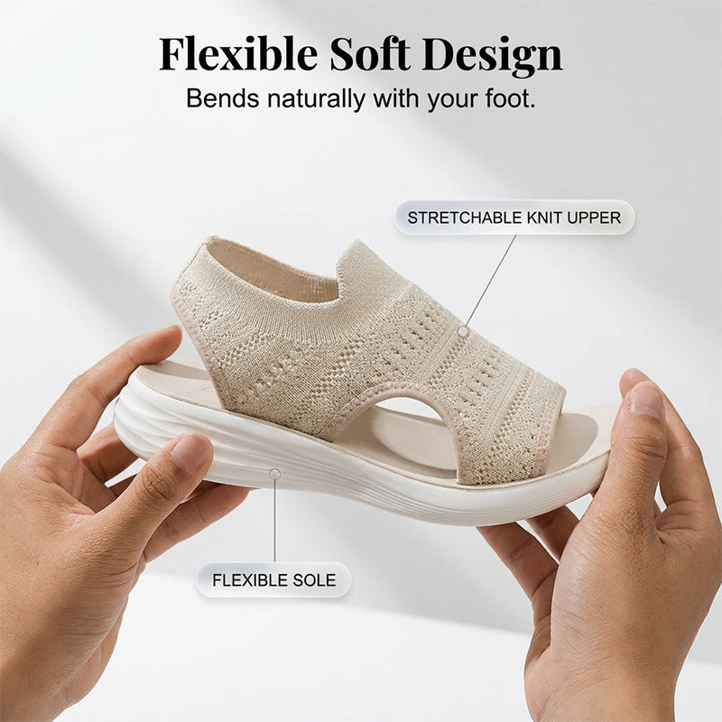 👡🌬️ Dame Pustende Plattformsandaler i Strikk – Lett Hæl – Betaling ved Levering ✨✅