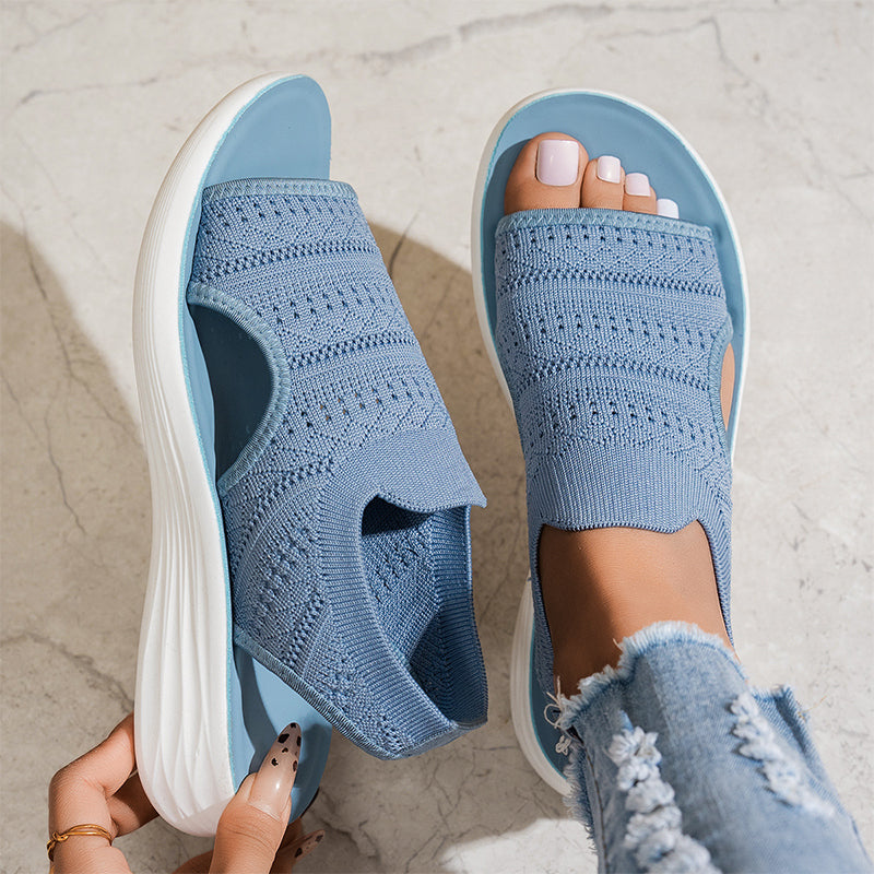 👡🌬️ Dame Pustende Plattformsandaler i Strikk – Lett Hæl – Betaling ved Levering ✨✅