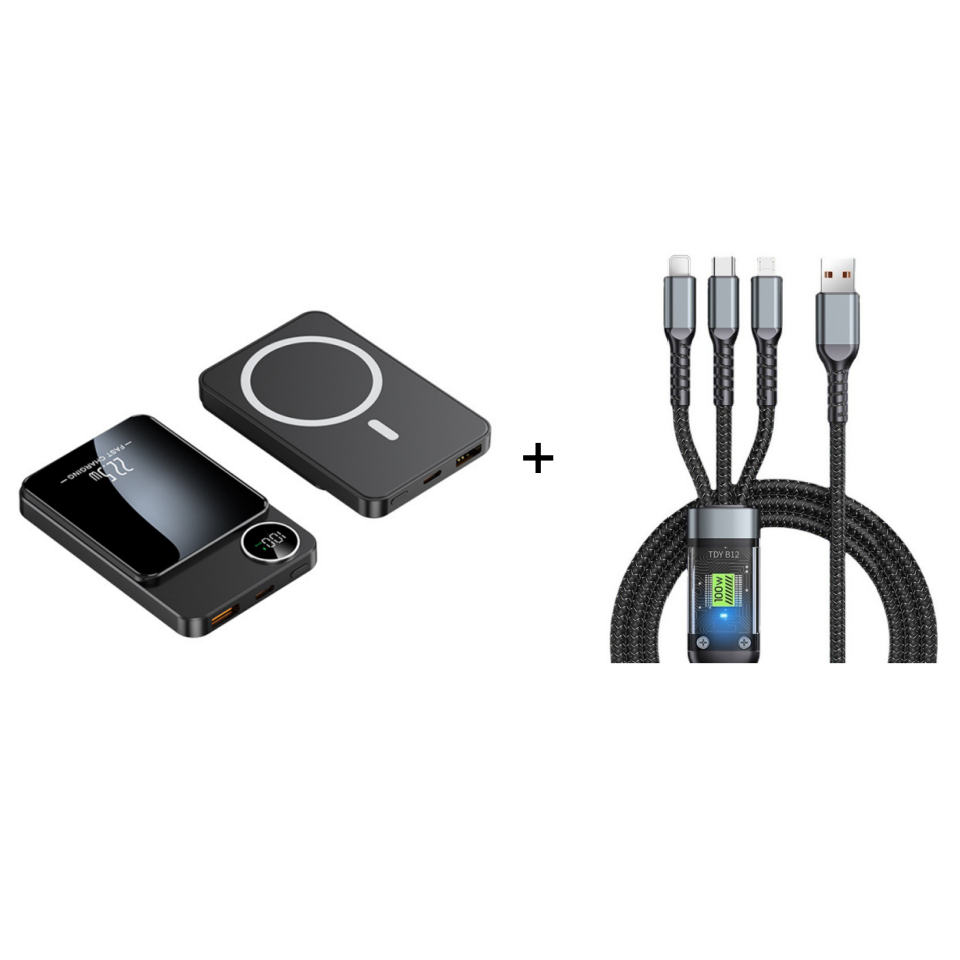 🔋⚡ 22,5 W powerbank – magnetisk, slank, lader opp 3 enheter samtidig!