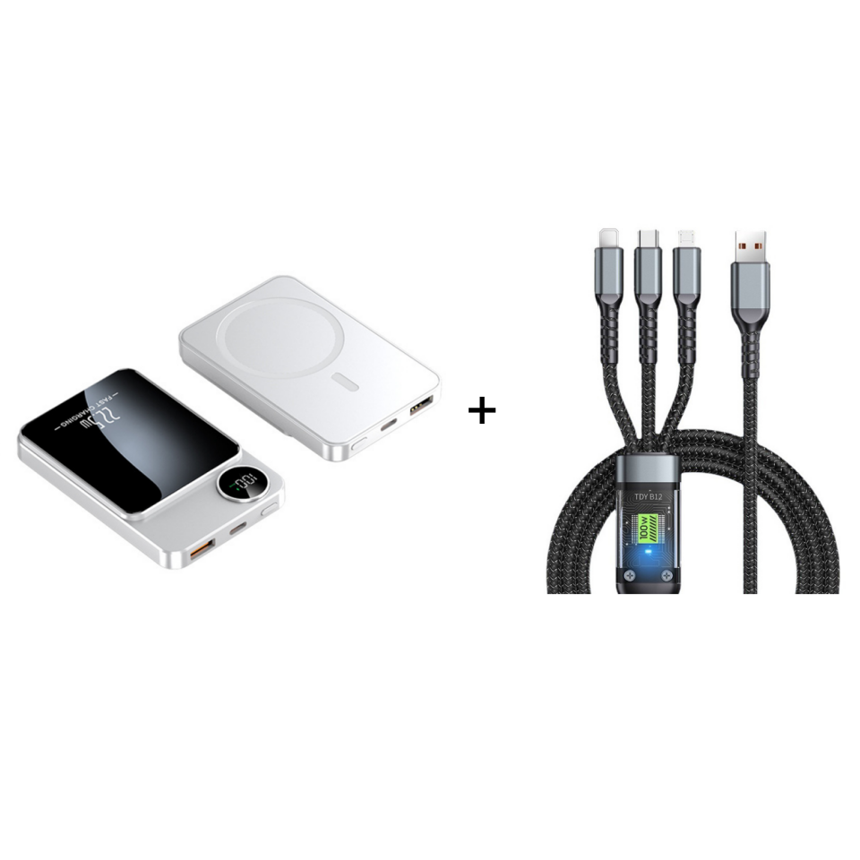 🔋⚡ 22,5 W powerbank – magnetisk, slank, lader opp 3 enheter samtidig!
