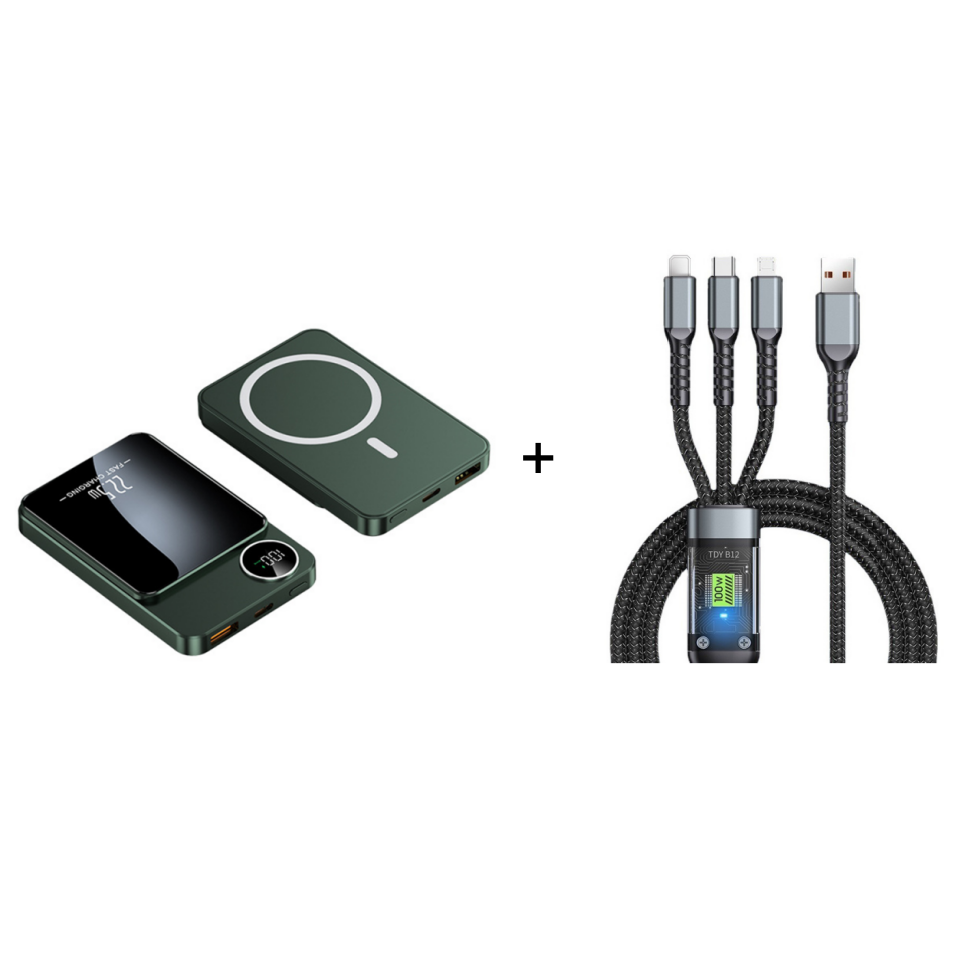 🔋⚡ 22,5 W powerbank – magnetisk, slank, lader opp 3 enheter samtidig!