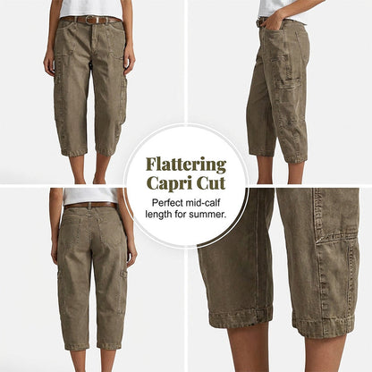 👖NÅ 50 % RABATT✨Avslappede, uformelle capri-bukser i cargostil