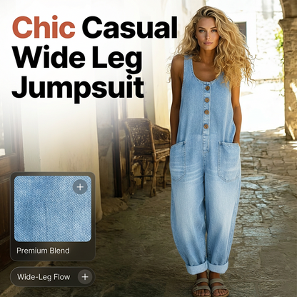 👖Ermeløs vide jumpsuit til dame – avslappet stil, komfort hele dagen✨