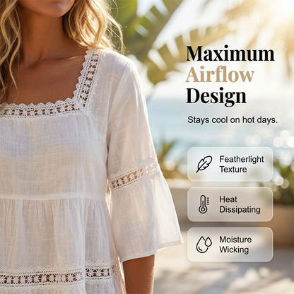 ⏳Begrenset tidsbegrenset 50 % rabatt⏰ Elegant sommerbluse med firkantet hals🌸👚