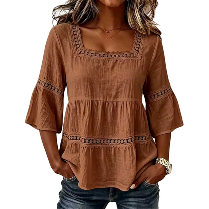 ⏳Begrenset tidsbegrenset 50 % rabatt⏰ Elegant sommerbluse med firkantet hals🌸👚
