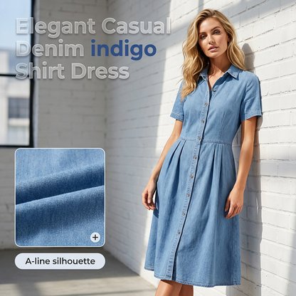 👗✨ 50 % RABATT! Denimskjortekjole – Avslappet eleganse og komfort