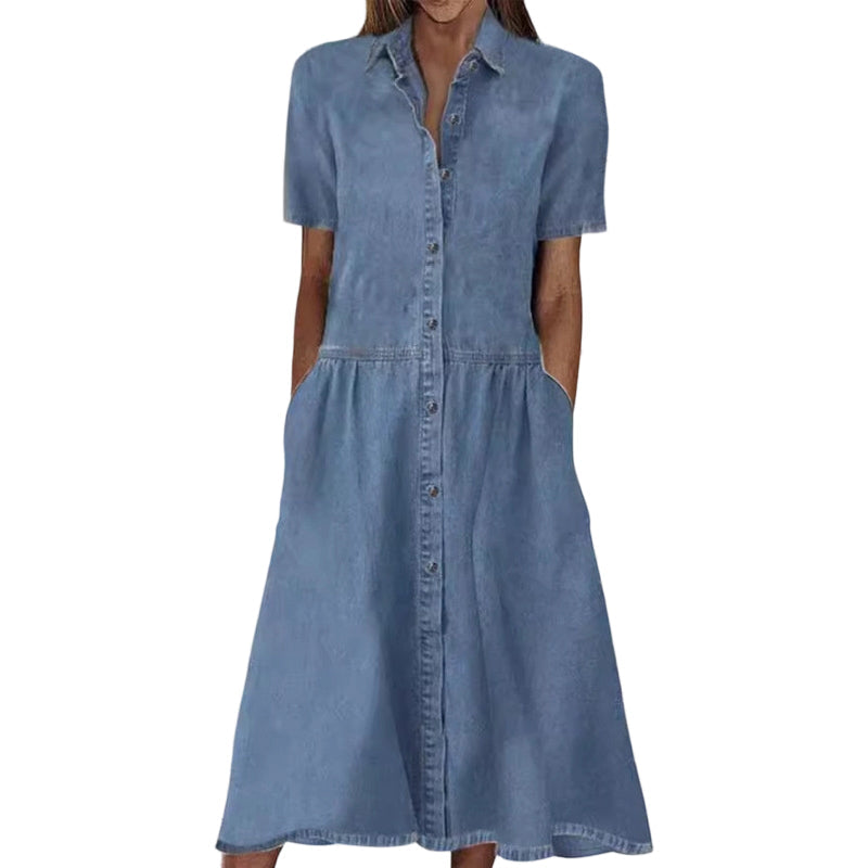 👗✨ 50 % RABATT! Denimskjortekjole – Avslappet eleganse og komfort