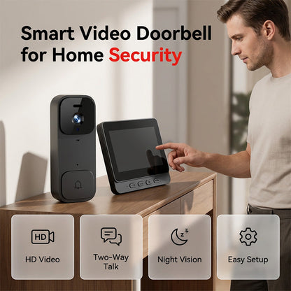 🏠⚡ BEGRENSET TID 50 % RABATT! Smart videoringeklokke med 4,3" skjerm – sanntidsovervåking og toveis samtale 🏡💖