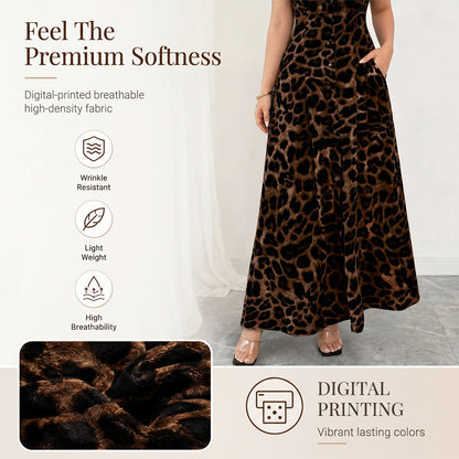 👗🐆 50 % RABATT! Elegant damekjole med leopardmønster og reverskrage – stilig, figursydd og perfekt til kontoret, middag og spesielle anledninger ✨