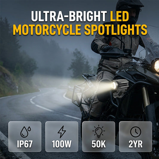 🏍️ 50 % RABATT NÅ! ⏰ Universell motorsykkel LED-spotlight med to farger og ekstra kjørelys