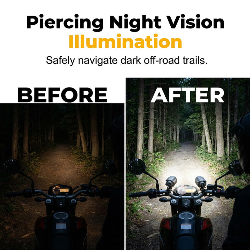 🏍️ 50 % RABATT NÅ! ⏰ Universell motorsykkel LED-spotlight med to farger og ekstra kjørelys