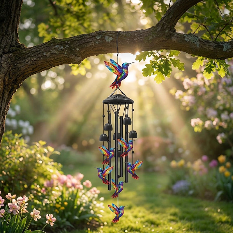 🎵 50 % RABATT I BEGRENSET TID! 💥 Vintage vindklokker i metall | Elegant hagedekor i svart aluminium med fugle- og sommerfugldetaljer for terrasse og veranda