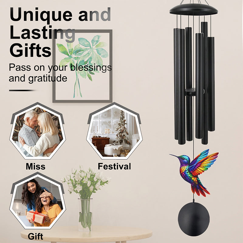 🎵 50 % RABATT I BEGRENSET TID! 💥 Vintage vindklokker i metall | Elegant hagedekor i svart aluminium med fugle- og sommerfugldetaljer for terrasse og veranda