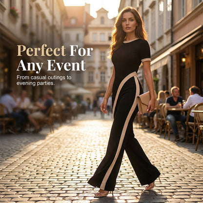 ✨🔥 50 % RABATT! Asymmetrisk strikkesett med Palazzo-bukser – Moderne og elegant stil