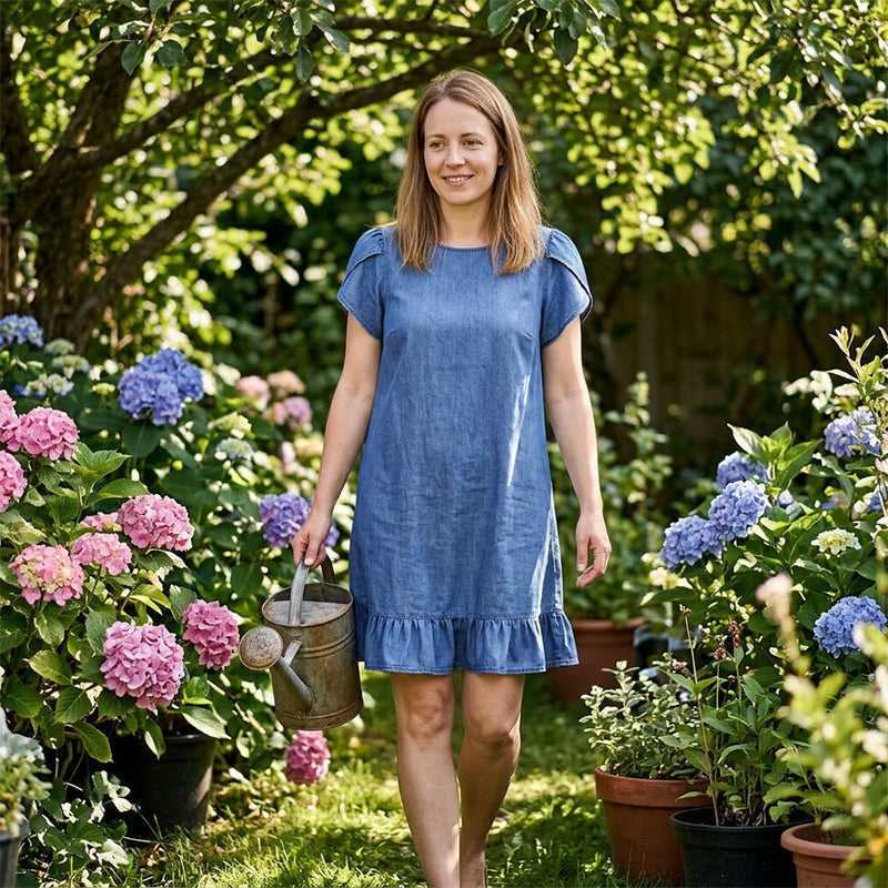👗✨ Elegant vasket denimkjole – uanstrengt eleganse til hverdagen 💙