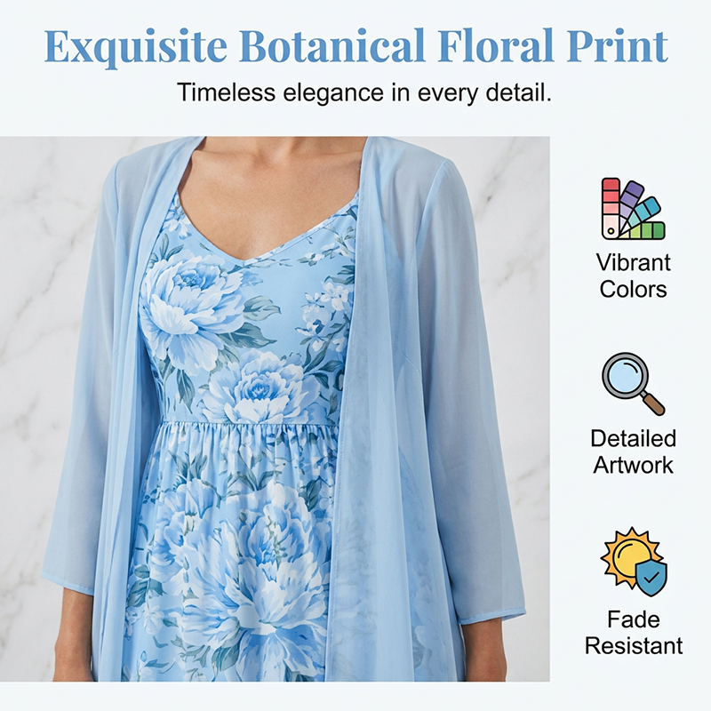 🌸👗Elegant todelt blomstermønstret kjolesett for kvinner – det perfekte antrekket til sommerferien✨