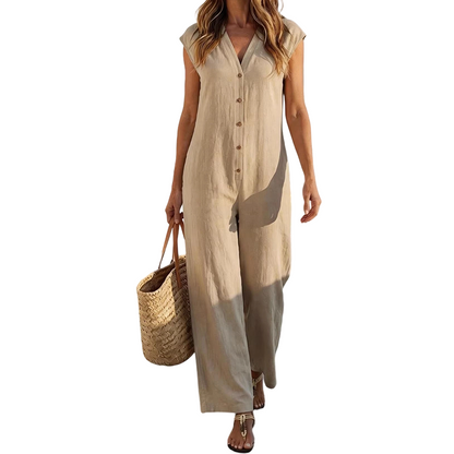 👗☀️Sommerkjole med ermer og knapper for dame – uanstrengt sommersjikk ✨