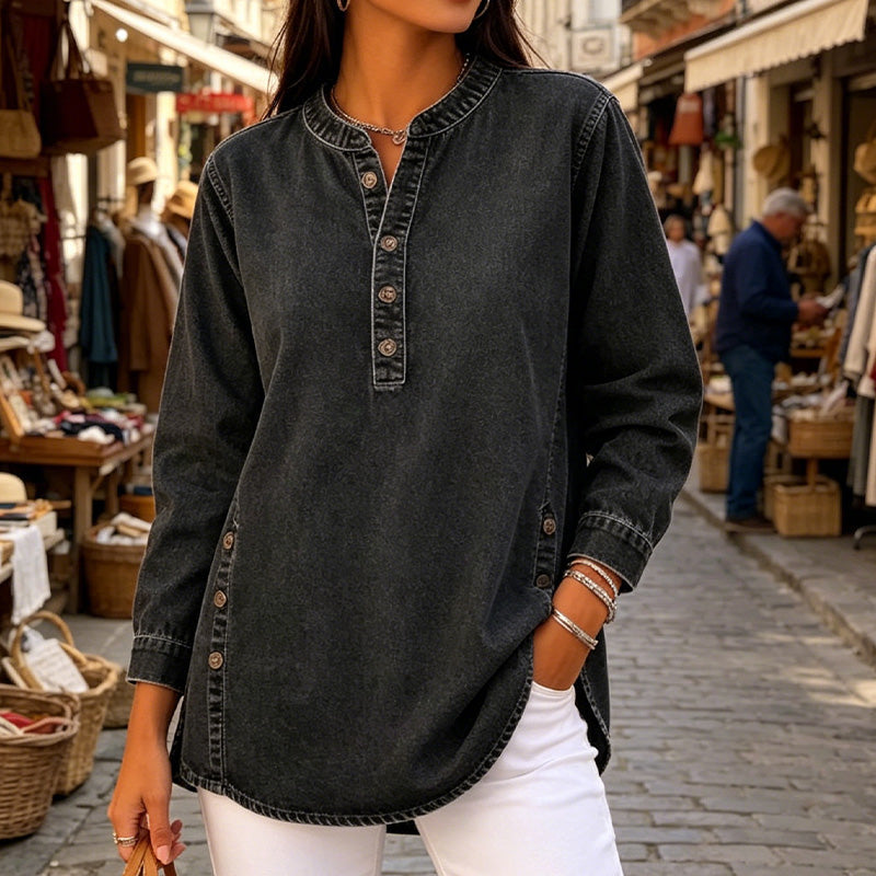 💙✨ 50 % RABATT! Løs passform med V-hals – Elegant og avslappet stil