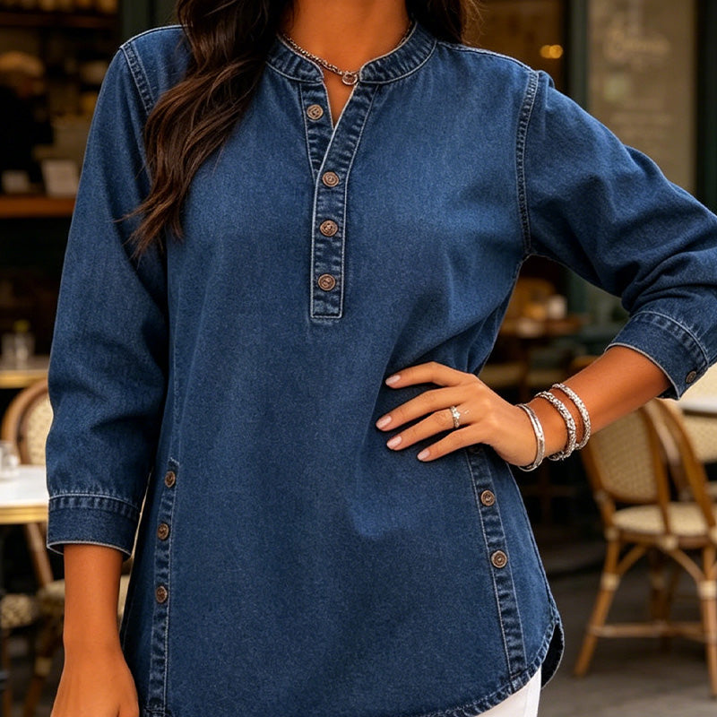 💙✨ 50 % RABATT! Løs passform med V-hals – Elegant og avslappet stil