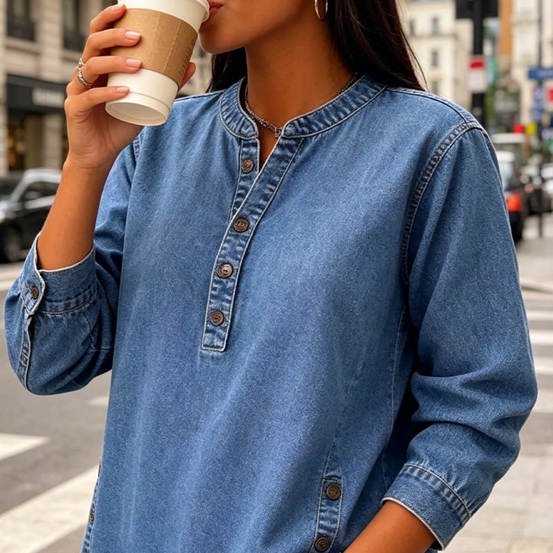 💙✨ 50 % RABATT! Løs passform med V-hals – Elegant og avslappet stil