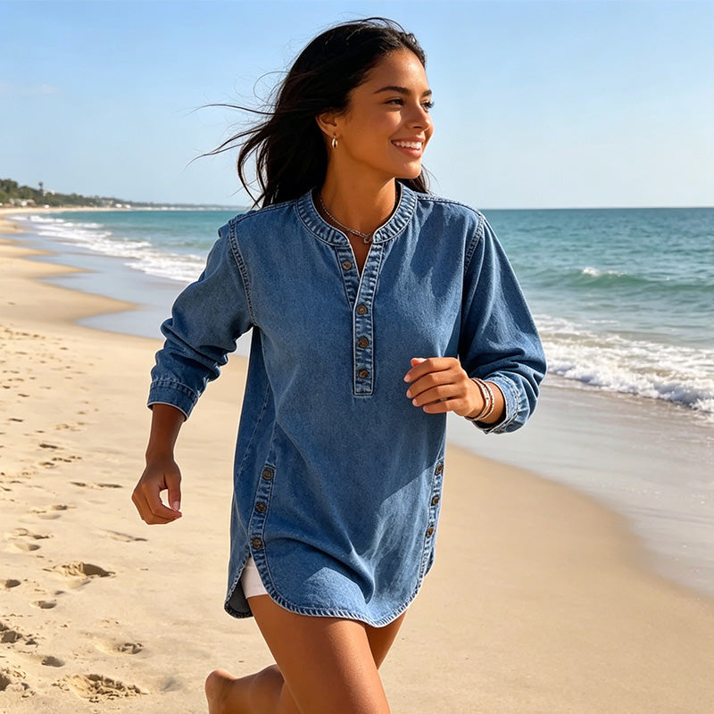💙✨ 50 % RABATT! Løs passform med V-hals – Elegant og avslappet stil