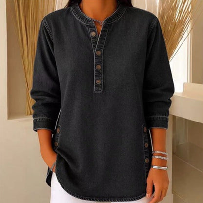 💙✨ 50 % RABATT! Løs passform med V-hals – Elegant og avslappet stil