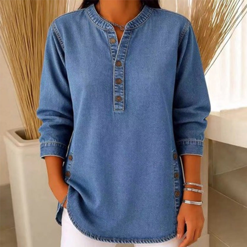 💙✨ 50 % RABATT! Løs passform med V-hals – Elegant og avslappet stil