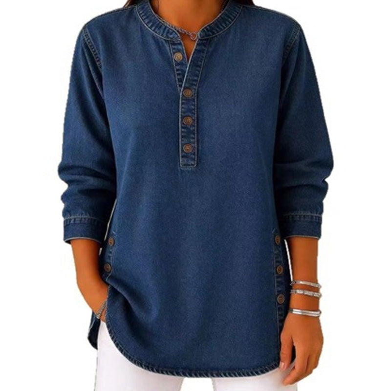 💙✨ 50 % RABATT! Løs passform med V-hals – Elegant og avslappet stil