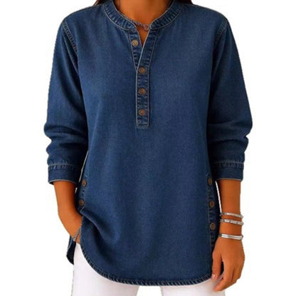 💙✨ 50 % RABATT! Løs passform med V-hals – Elegant og avslappet stil