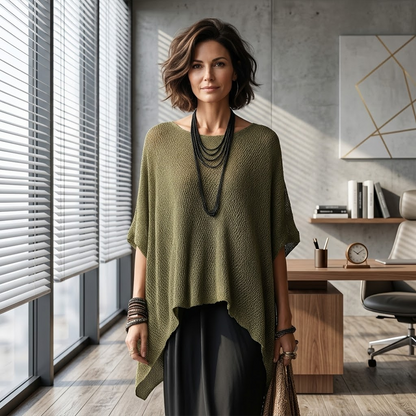 ⌛Tidsbegrenset tilbud - 50 % RABATT✨Uthulbar strikket topp med flaggermusermer til dame