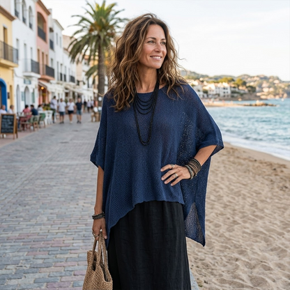 ⌛Tidsbegrenset tilbud - 50 % RABATT✨Uthulbar strikket topp med flaggermusermer til dame