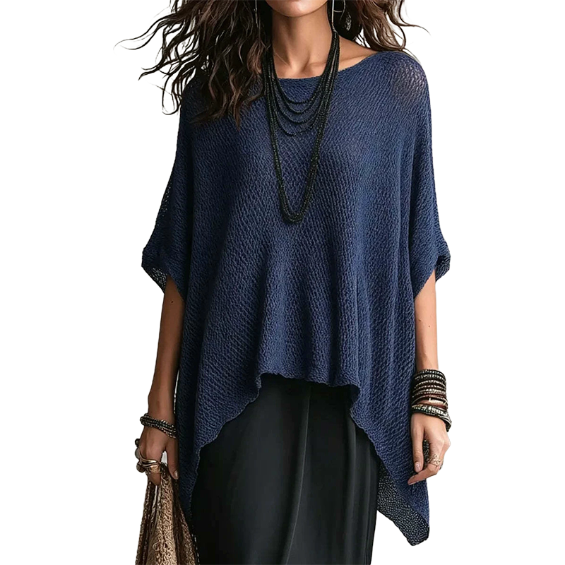 ⌛Tidsbegrenset tilbud - 50 % RABATT✨Uthulbar strikket topp med flaggermusermer til dame