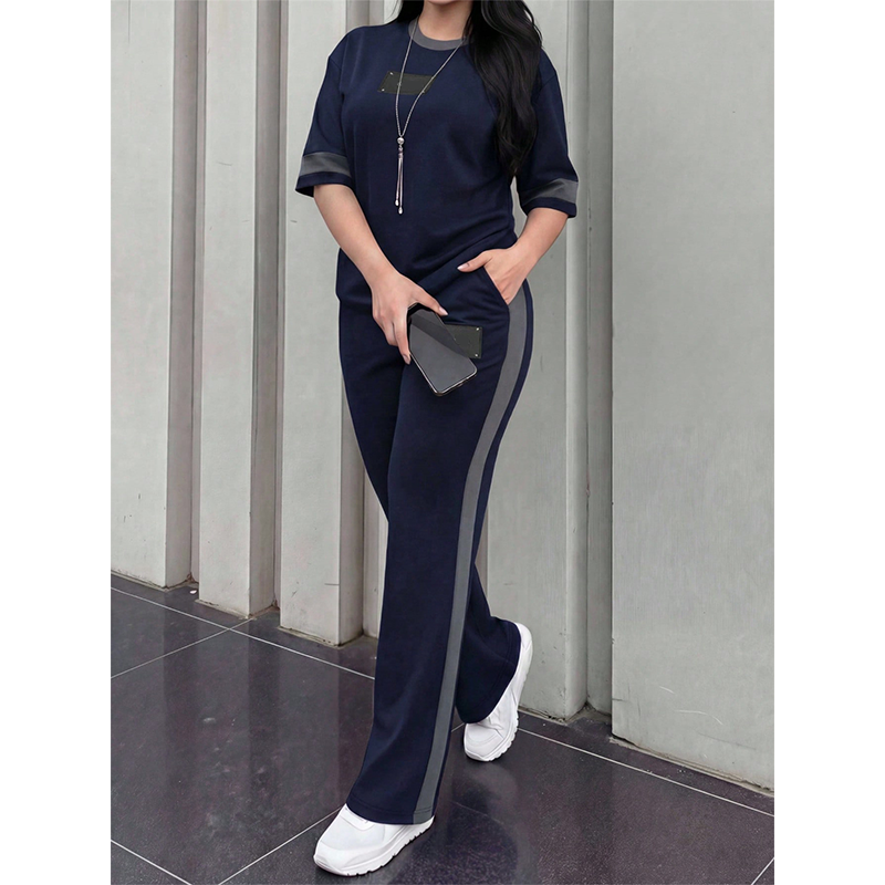 👕✨Uformelt todelt loungesett for dame med stripedetaljer – Uanstrengt komfort og sporty stil🔥