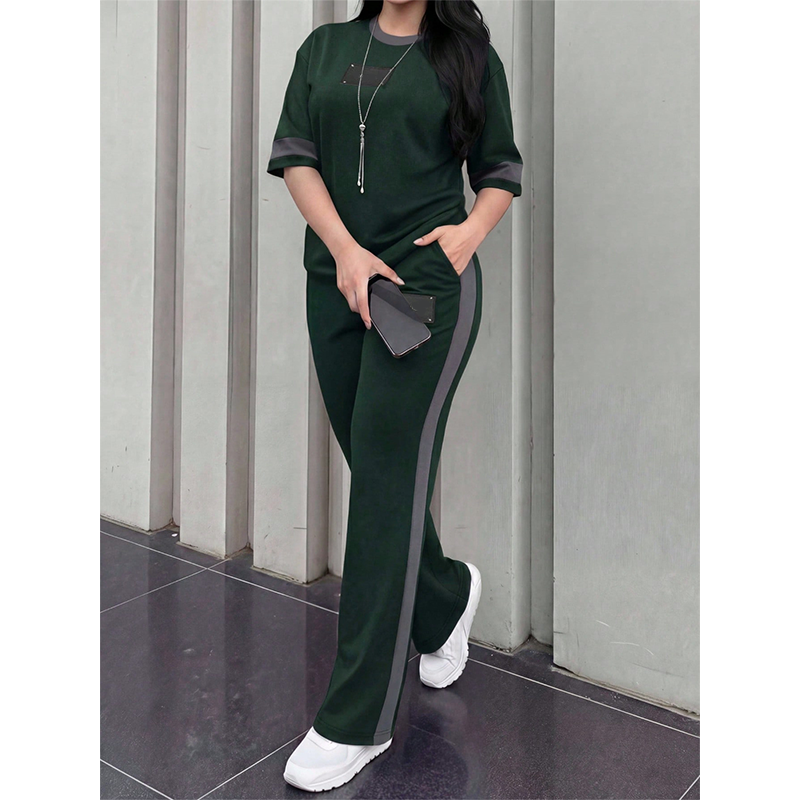 👕✨Uformelt todelt loungesett for dame med stripedetaljer – Uanstrengt komfort og sporty stil🔥