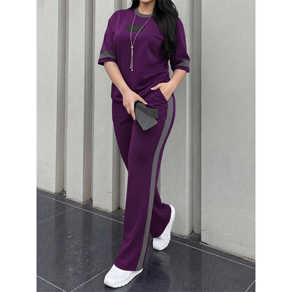 👕✨Uformelt todelt loungesett for dame med stripedetaljer – Uanstrengt komfort og sporty stil🔥