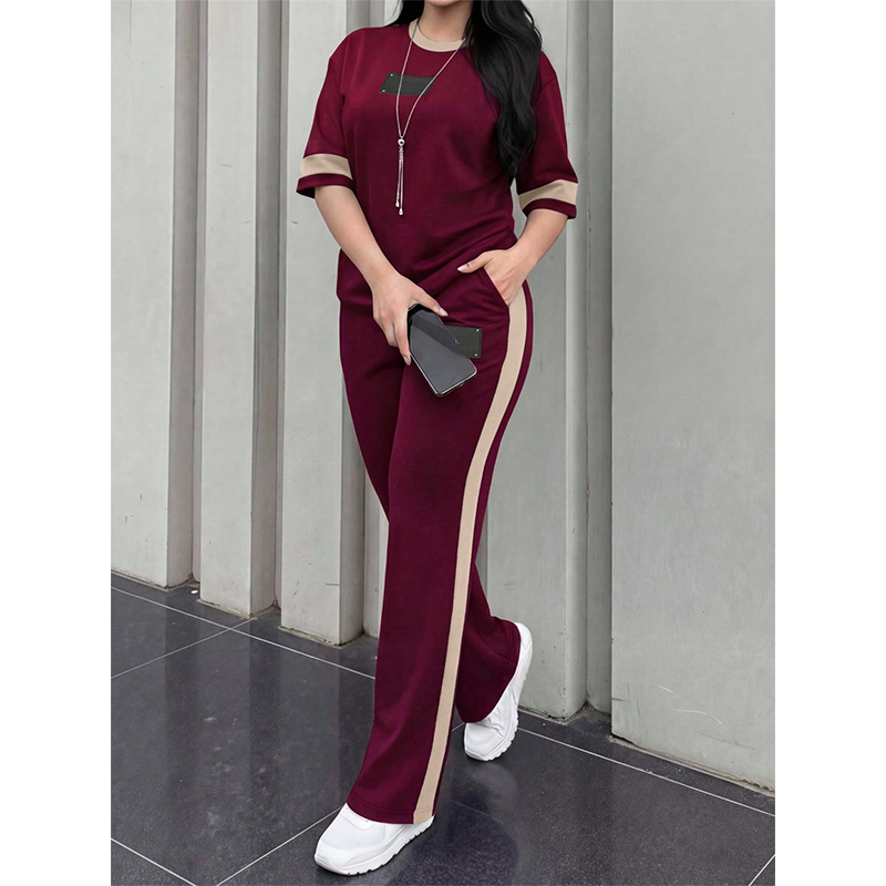 👕✨Uformelt todelt loungesett for dame med stripedetaljer – Uanstrengt komfort og sporty stil🔥