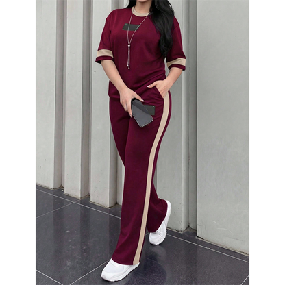👕✨Uformelt todelt loungesett for dame med stripedetaljer – Uanstrengt komfort og sporty stil🔥