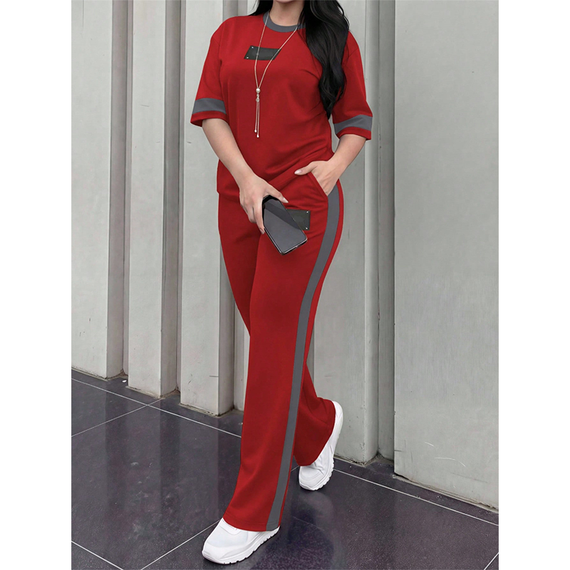 👕✨Uformelt todelt loungesett for dame med stripedetaljer – Uanstrengt komfort og sporty stil🔥