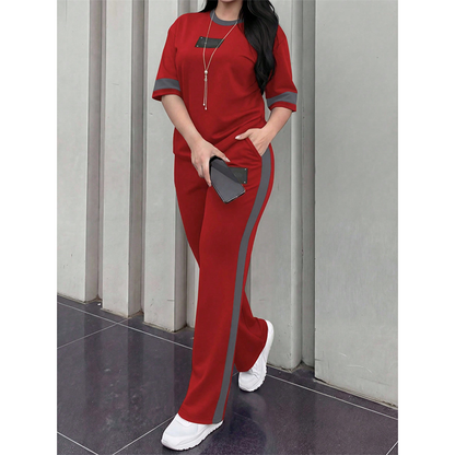 👕✨Uformelt todelt loungesett for dame med stripedetaljer – Uanstrengt komfort og sporty stil🔥