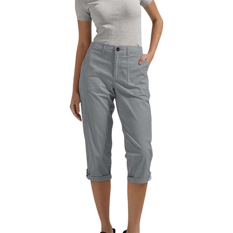 🌸☀️ 50 % RABATT! Capri-bukser for kvinner i ensfarget stoff – lette bukser i førsteklasses blandingsstoff